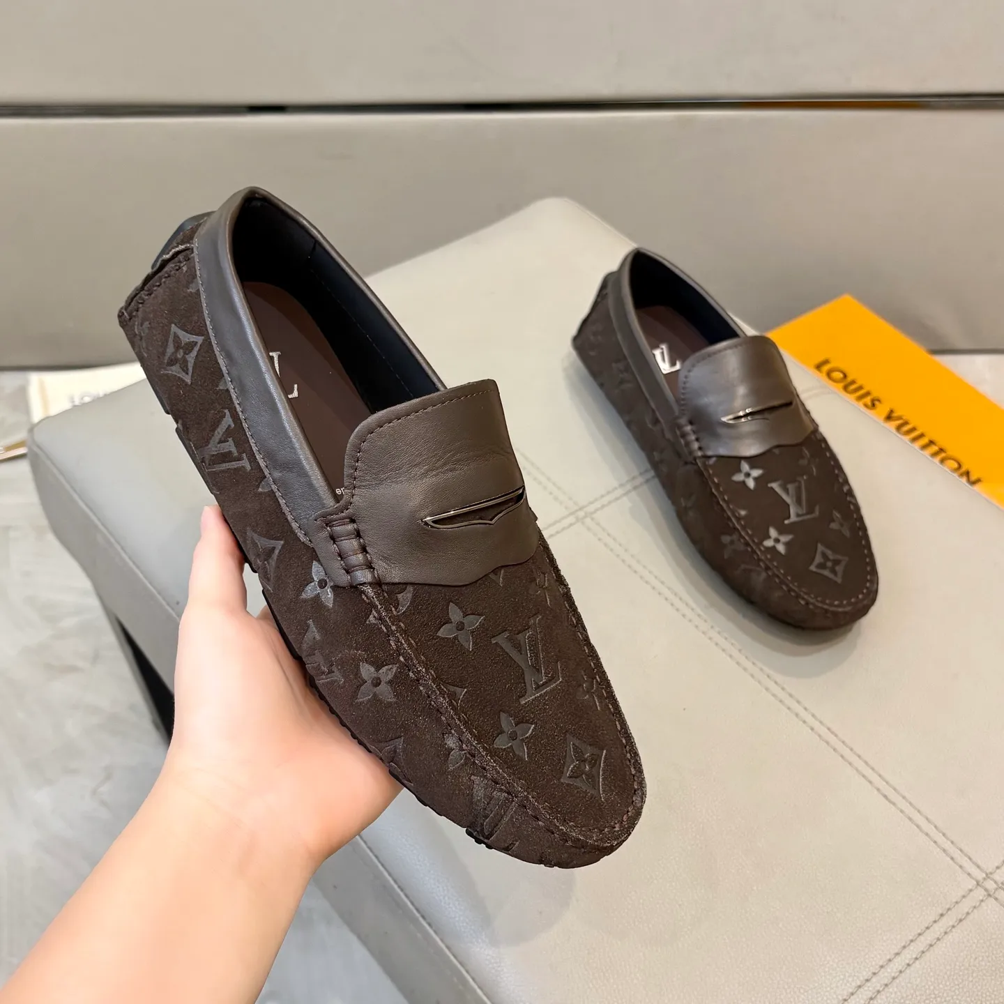 Factory price: 460💰LV men's beanie shoes 2025 official website synchronization <market top version> imported nubuck leather/embossed ➕ black cowhide original packaging. Size 38-45